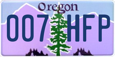 OR license plate 007HFP
