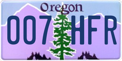 OR license plate 007HFR