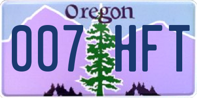 OR license plate 007HFT