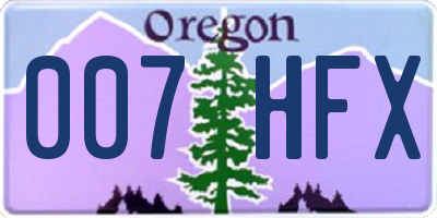 OR license plate 007HFX