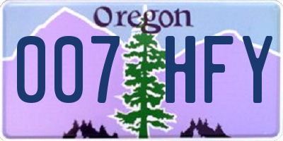 OR license plate 007HFY