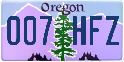 OR license plate 007HFZ