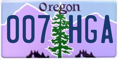 OR license plate 007HGA