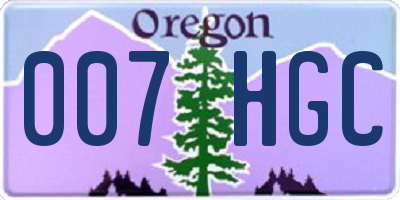 OR license plate 007HGC