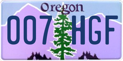 OR license plate 007HGF