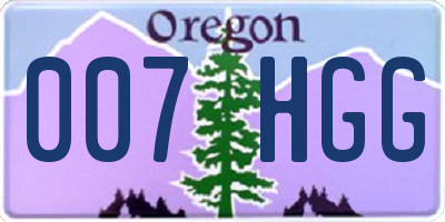 OR license plate 007HGG