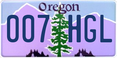 OR license plate 007HGL