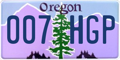 OR license plate 007HGP