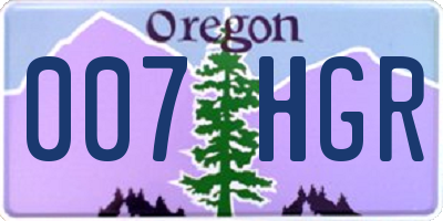 OR license plate 007HGR