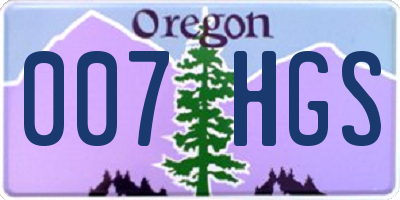 OR license plate 007HGS