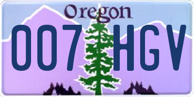 OR license plate 007HGV