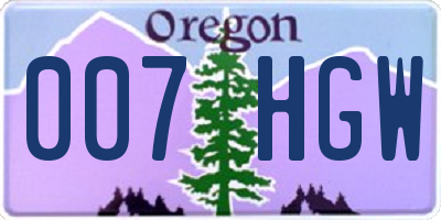 OR license plate 007HGW