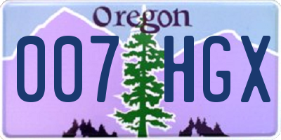 OR license plate 007HGX