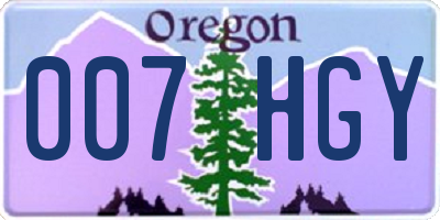 OR license plate 007HGY