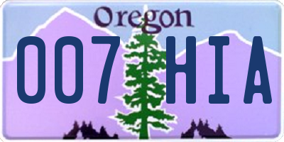 OR license plate 007HIA