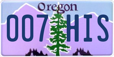 OR license plate 007HIS