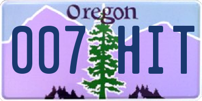 OR license plate 007HIT