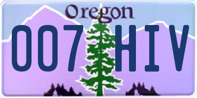 OR license plate 007HIV