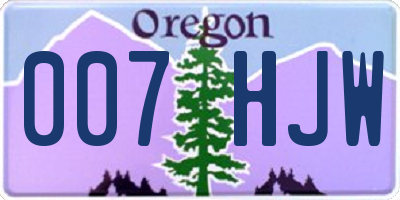 OR license plate 007HJW