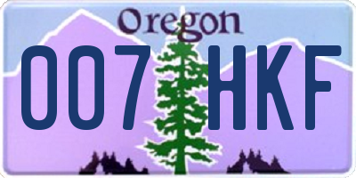 OR license plate 007HKF