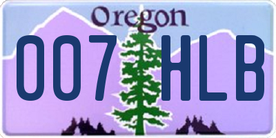 OR license plate 007HLB
