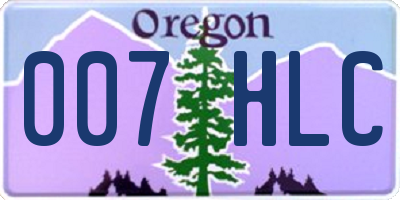 OR license plate 007HLC