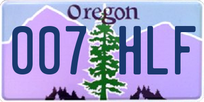 OR license plate 007HLF