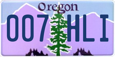 OR license plate 007HLI
