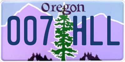 OR license plate 007HLL