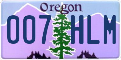 OR license plate 007HLM