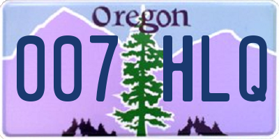OR license plate 007HLQ