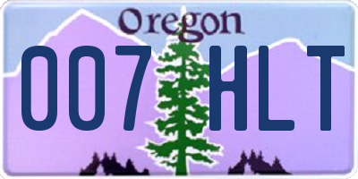 OR license plate 007HLT