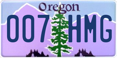 OR license plate 007HMG