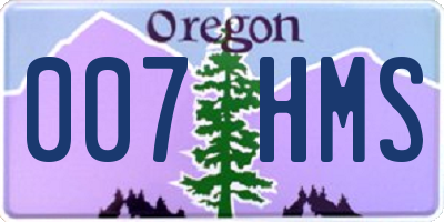 OR license plate 007HMS