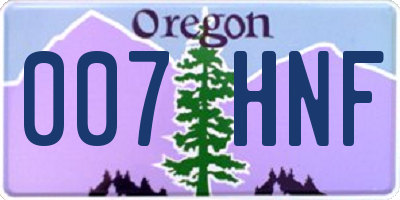 OR license plate 007HNF