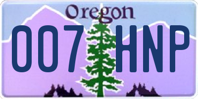 OR license plate 007HNP