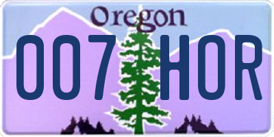 OR license plate 007HOR