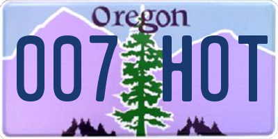 OR license plate 007HOT