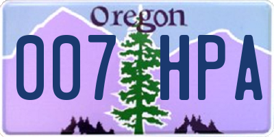 OR license plate 007HPA