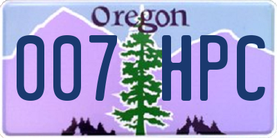 OR license plate 007HPC
