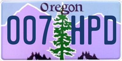 OR license plate 007HPD