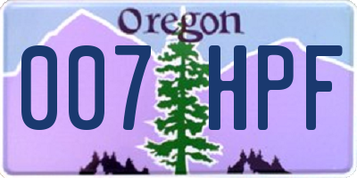 OR license plate 007HPF