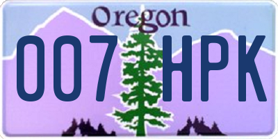 OR license plate 007HPK