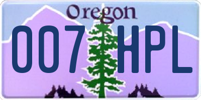 OR license plate 007HPL