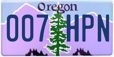 OR license plate 007HPN