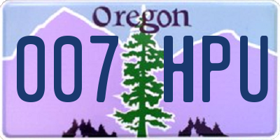 OR license plate 007HPU