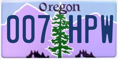 OR license plate 007HPW