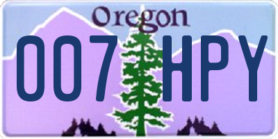 OR license plate 007HPY