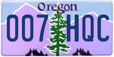 OR license plate 007HQC