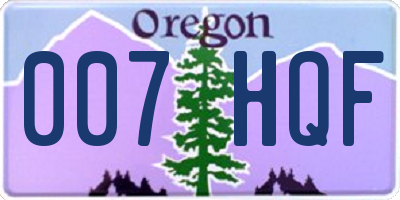 OR license plate 007HQF